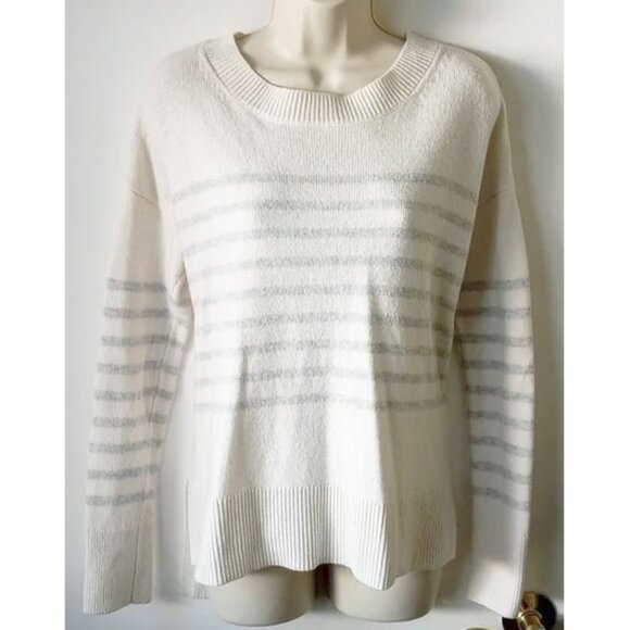 Gap Oversized Wool-Blend Hi-Lo Box Sweater M Ivory Gray - Picture 1 of 6